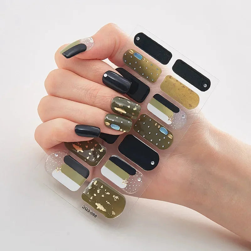 Autocollants D’Art Des Ongles 3D Pour Des Ongles Festifs Faciles — Noir Vert Olive, photo 20